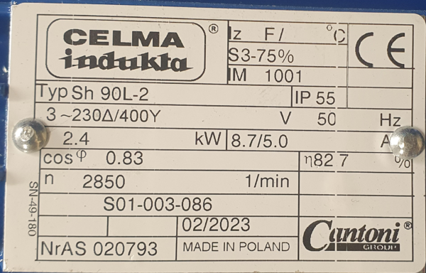 CELMA INDUKTA 2,4kW Typ: Sh 90L-2 2850obr - obrazek 4