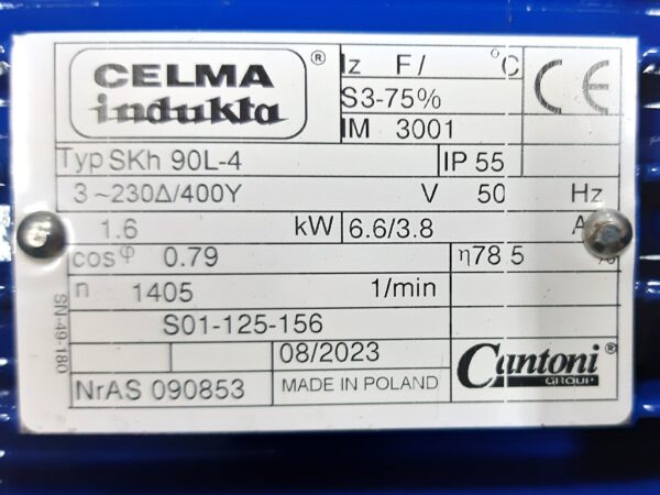 CELMA INDUKTA 1,6kW Typ: Sh 90S-2 2835obr - obrazek 4