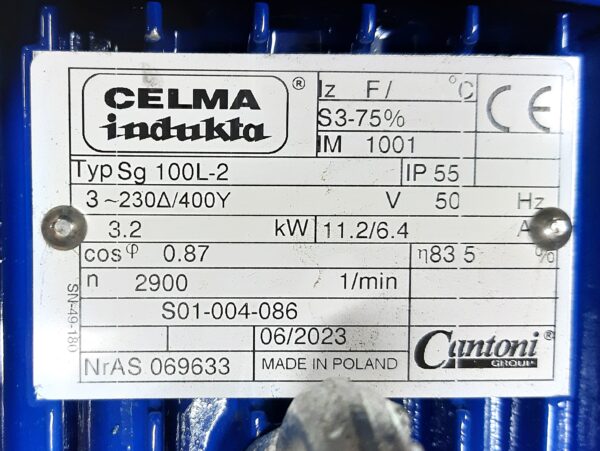 CELMA INDUKTA 3,2kW Typ: Sg 100L-2 2855obr - obrazek 4