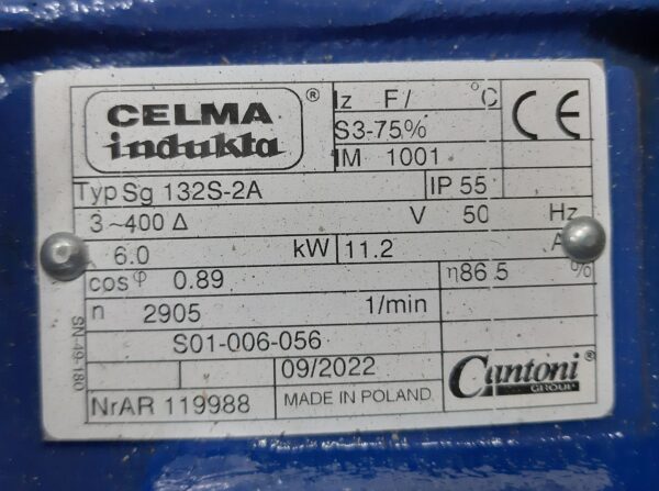 CELMA INDUKTA 6kW Typ: Sg132 S-2A 2910obr - obrazek 4