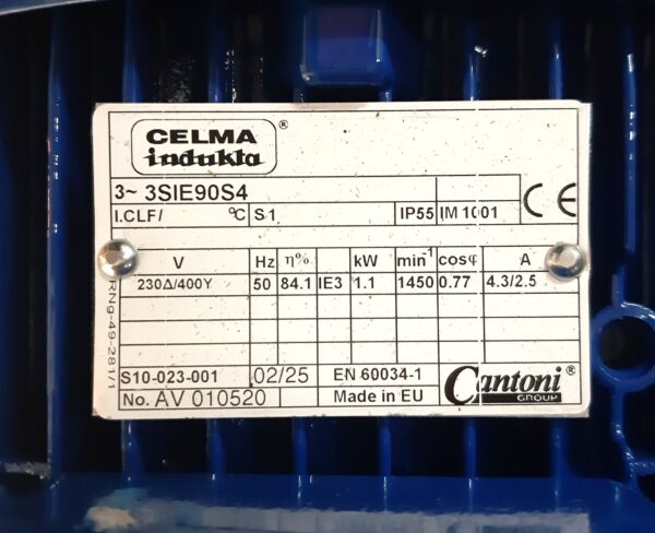 CELMA INDUKTA 1,1kW Typ: 3SIE 90 S-4 1405obr - obrazek 4