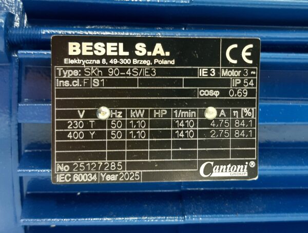 BESEL 1,1kW 1400 obrotów na minutę 400V SKh 90-4S  IE3  B5 - obrazek 2