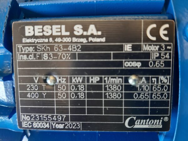 BESEL 0,18kW 1320 obrotów na minutę  400V SKh 63-4B2 - obrazek 2